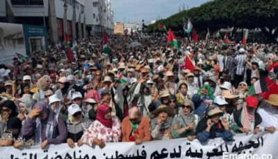 المغاربة يتظاهرون بالرباط تنديداً بالتجويع في غزة ودعماً للقضية الفلسطينية